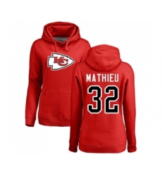 Football Women's Kansas City Chiefs #32 Tyrann Mathieu Red Name & Number Logo Pullover Hoodie