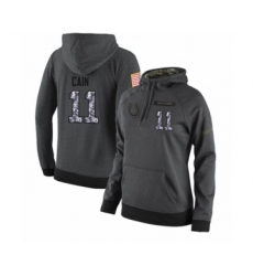 Football Women's Indianapolis Colts #11 Deon Cain Stitched Black Anthracite Salute to Service Player Performance Hoodie