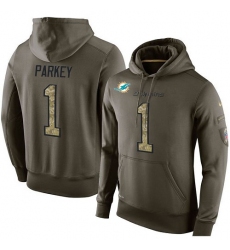 NFL Nike Miami Dolphins #1 Cody Parkey Green Salute To Service Men's Pullover Hoodie