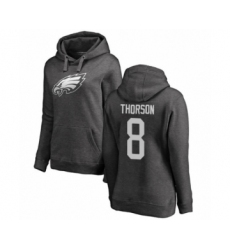 Women's Philadelphia Eagles #8 Clayton Thorson Ash One Color Pullover Hoodie