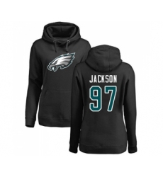 Women's Philadelphia Eagles #97 Malik Jackson Black Name & Number Logo Pullover Hoodie