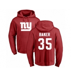 Football New York Giants #35 Deandre Baker Red Name & Number Logo Pullover Hoodie
