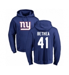 Football New York Giants #41 Antoine Bethea Royal Blue Name & Number Logo Pullover Hoodie