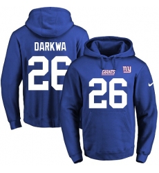 NFL Men's Nike New York Giants #26 Orleans Darkwa Royal Blue Name & Number Pullover Hoodie