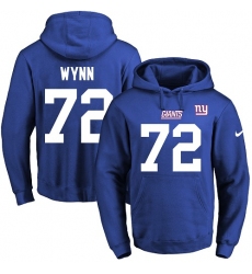 NFL Men's Nike New York Giants #72 Kerry Wynn Royal Blue Name & Number Pullover Hoodie