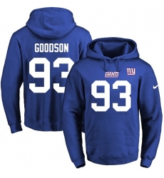 NFL Men's Nike New York Giants #93 B.J. Goodson Royal Blue Name & Number Pullover Hoodie