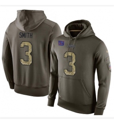 NFL Nike New York Giants #3 Geno Smith Green Salute To Service Men's Pullover Hoodie