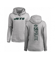 Football Women's New York Jets #56 Jachai Polite Ash Backer Pullover Hoodie