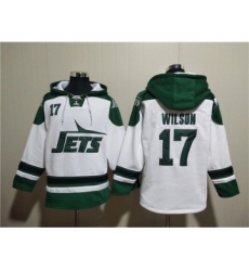 Men's New York Jets #17 Garrett Wilson White Ageless Must-Have Lace-Up Pullover Hoodie