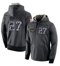 NFL Men's Nike New York Jets #27 Darryl Roberts Stitched Black Anthracite Salute to Service Player Performance Hoodie