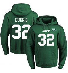 NFL Men's Nike New York Jets #32 Juston Burris Green Name & Number Pullover Hoodie