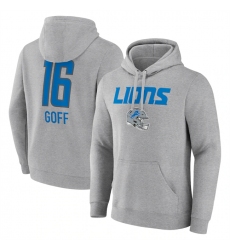 Men's Detroit Lions #16 Jared Goff Heather Gray Team Wordmark Player Name & Number Pullover Hoodie
