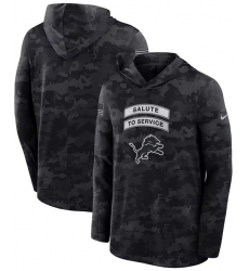 Men's Detroit Lions Black 2026 Salute to Service Sideline Lightweight Dri-FIT Long Sleeve Hoodie