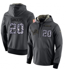 NFL Men's Nike Detroit Lions #20 Barry Sanders Stitched Black Anthracite Salute to Service Player Performance Hoodie