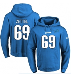 NFL Men's Nike Detroit Lions #69 Anthony Zettel Blue Name & Number Pullover Hoodie