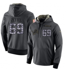 NFL Men's Nike Detroit Lions #69 Anthony Zettel Stitched Black Anthracite Salute to Service Player Performance Hoodie