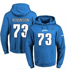 NFL Men's Nike Detroit Lions #73 Greg Robinson Blue Name & Number Pullover Hoodie