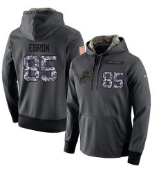 NFL Men's Nike Detroit Lions #85 Eric Ebron Stitched Black Anthracite Salute to Service Player Performance Hoodie