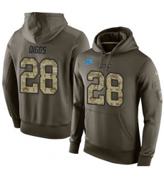 NFL Nike Detroit Lions #28 Quandre Diggs Green Salute To Service Men's Pullover Hoodie