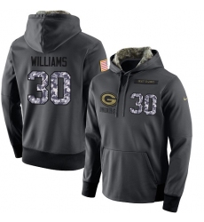 NFL Men's Nike Green Bay Packers #30 Jamaal Williams Stitched Black Anthracite Salute to Service Player Performance Hoodie