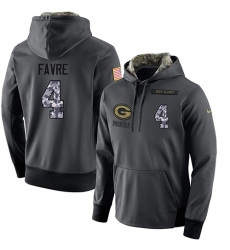 NFL Men's Nike Green Bay Packers #4 Brett Favre Stitched Black Anthracite Salute to Service Player Performance Hoodie