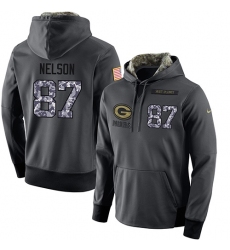 NFL Men's Nike Green Bay Packers #87 Jordy Nelson Stitched Black Anthracite Salute to Service Player Performance Hoodie