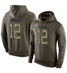 NFL Nike Green Bay Packers #12 Aaron Rodgers Green Salute To Service Men's Pullover Hoodie