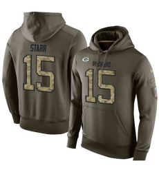 NFL Nike Green Bay Packers #15 Bart Starr Green Salute To Service Men's Pullover Hoodie