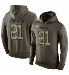 NFL Nike Green Bay Packers #21 Ha Ha Clinton-Dix Green Salute To Service Men's Pullover Hoodie