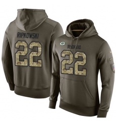 NFL Nike Green Bay Packers #22 Aaron Ripkowski Green Salute To Service Men's Pullover Hoodie