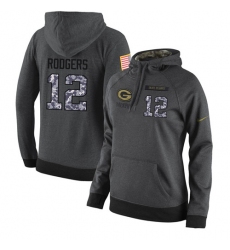 NFL Women's Nike Green Bay Packers #12 Aaron Rodgers Stitched Black Anthracite Salute to Service Player Performance Hoodie
