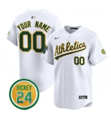 Men's Oakland Athletics Active Player Custom White Rickey Henderson Patch Vapor Premier Limited Stitched Baseball Jersey