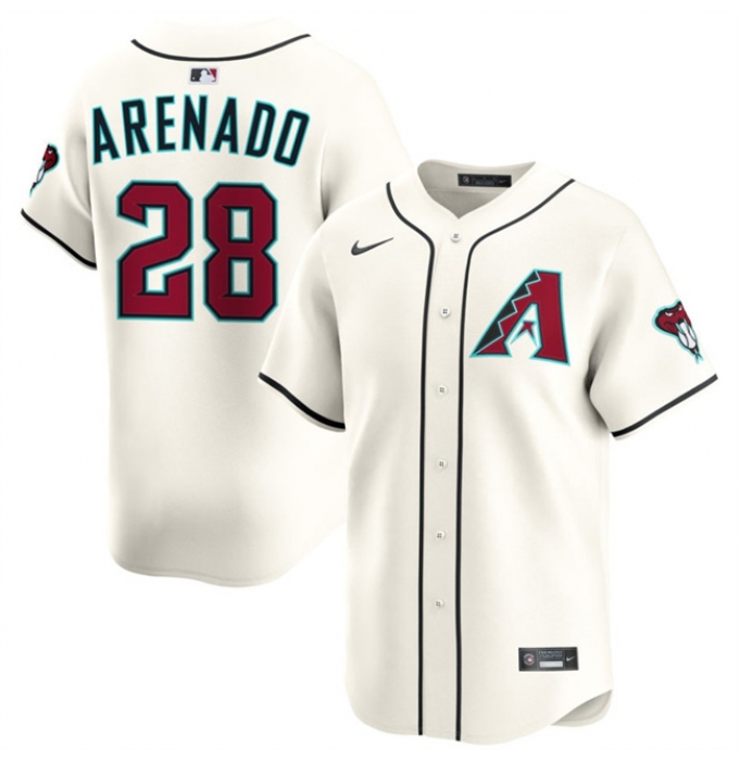 Men's Arizona Diamondbacks #28 Nolan Arenado Cream Home Limited Stitched Baseball Jersey