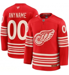 Men's Detroit Red Wings Active Player Custom Red 2025 Centennial Premium Stitched Jersey