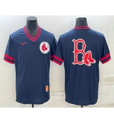 Men's Boston Red Sox Big Logo Navy Blue Nike Cooperstown Collection Legend V Neck Jersey