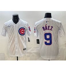 Men's Chicago Cubs #9 Javier Báez White Home Limited Stitched Baseball Jersey