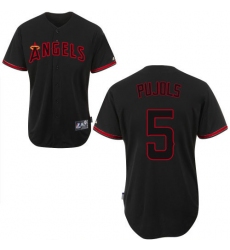Men's Majestic Los Angeles Angels of Anaheim #5 Albert Pujols Replica Black Fashion MLB Jersey
