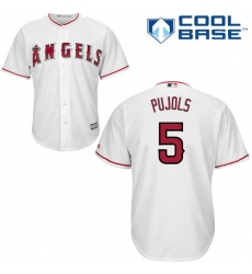 Youth Majestic Los Angeles Angels of Anaheim #5 Albert Pujols Authentic White Home Cool Base MLB Jersey