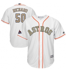 Men's Majestic Houston Astros #50 J.R. Richard Replica White 2018 Gold Program Cool Base MLB Jersey