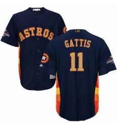 Men's Majestic Houston Astros #11 Evan Gattis Replica Navy Blue Alternate 2018 Gold Program Cool Base MLB Jersey