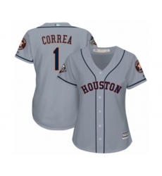 Women's Houston Astros #1 Carlos Correa Authentic Grey Road Cool Base 2019 World Series Bound Baseball Jersey