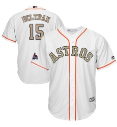 Men's Majestic Houston Astros #15 Carlos Beltran Replica White 2018 Gold Program Cool Base MLB Jersey