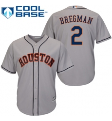 Youth Majestic Houston Astros #2 Alex Bregman Replica Grey Road Cool Base MLB Jersey