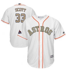 Men's Majestic Houston Astros #33 Mike Scott Replica White 2018 Gold Program Cool Base MLB Jersey