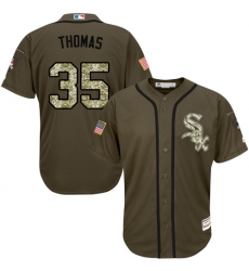 Men's Majestic Chicago White Sox #35 Frank Thomas Authentic Green Salute to Service MLB Jersey