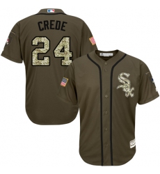Youth Majestic Chicago White Sox #24 Joe Crede Authentic Green Salute to Service MLB Jersey