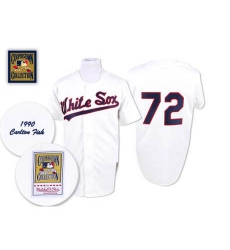 Men's Mitchell and Ness 1990 Chicago White Sox #72 Carlton Fisk Authentic White Throwback MLB Jersey