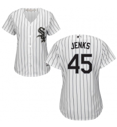 Women's Majestic Chicago White Sox #45 Bobby Jenks Replica White Home Cool Base MLB Jersey
