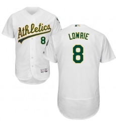 Men's Majestic Oakland Athletics #8 Jed Lowrie White Home Flex Base Authentic Collection MLB Jersey
