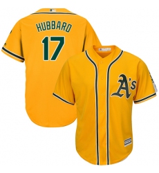 Youth Majestic Oakland Athletics #17 Glenn Hubbard Replica Gold Alternate 2 Cool Base MLB Jersey